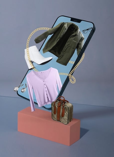 A split image showing a thrift store on one side and an online discount retailer's website on the other, highlighting the accessibility of budget fashion options.