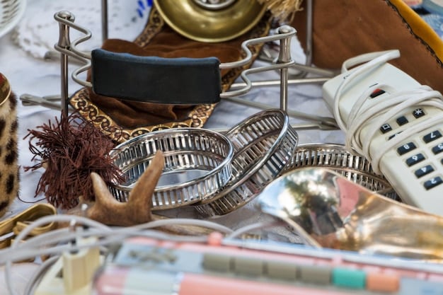 A well-organized accessories display in a thrift store, featuring a variety of vintage jewelry, belts, and scarves, all neatly arranged and attractively presented.