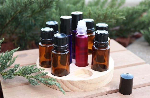 A well-organized aromatherapy kit with various essential oil bottles, carrier oils, a diffuser, and a booklet on aromatherapy safety guidelines and usage tips, all neatly arranged on a clean, white surface.